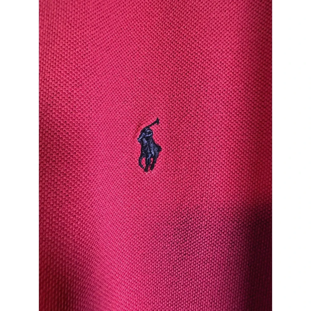 Ralph Lauren Red Polo Shirt With Blue Logo Men's‎ Size L Classic Fit Preppy